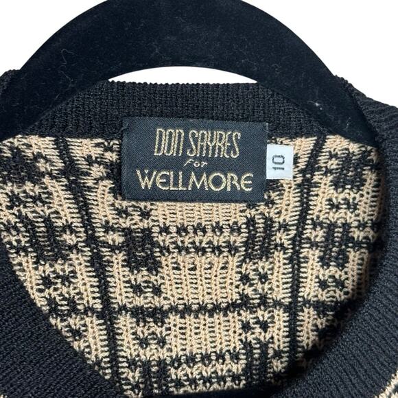 Don Sayres Wellmore Cardigan 10 Wool Blend Vintage Black Gold Buttons - Picture 3 of 12